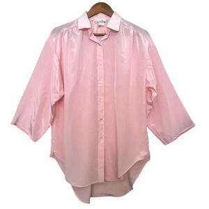 Vintage Laura Mae Button Front Pink Lightweight preppy Old Money USA Size Medium